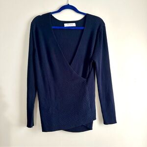 Paisie • Ribbed Faux Wrap Sweater